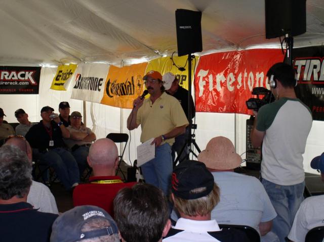 Brock Yates Jr. at the Driver's Meeting