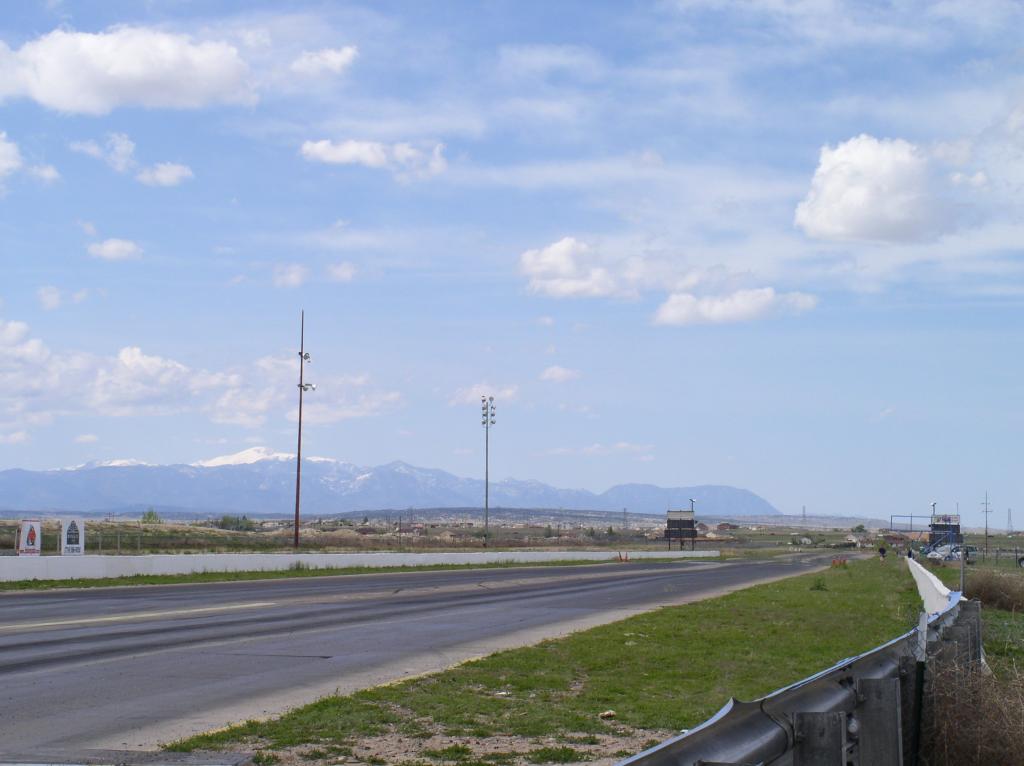 The front straight at Pueblo Motorsports Park. That's snow covered Pikes Peak about 40 miles away