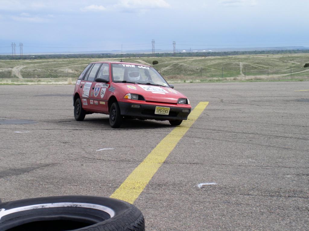 Wayne can make the Hoopty lean too at Pueblo Motorsports Park