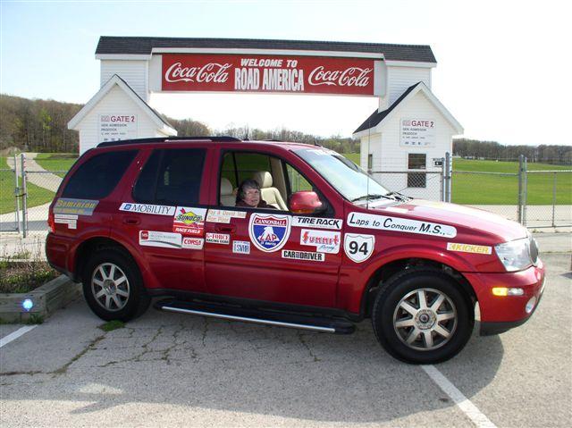 Here is Fay in the Buick Rainier at Road America, Elkhart Lake, Wisconsin