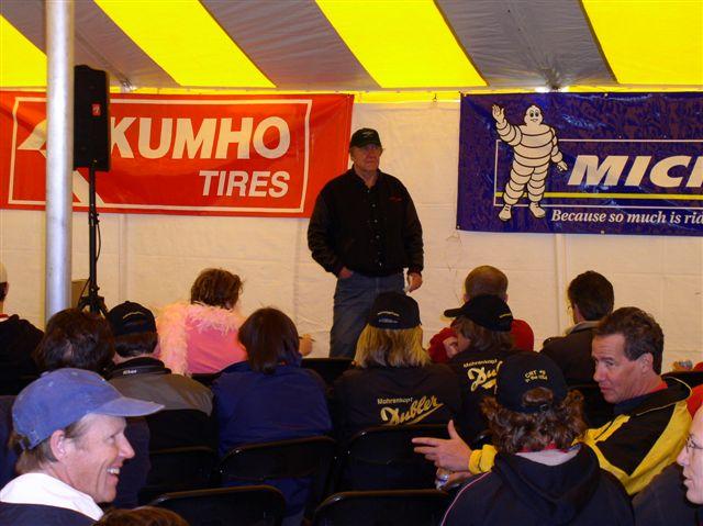 Brock Yates at the Drivers' Meeting wondering where his Bentley went